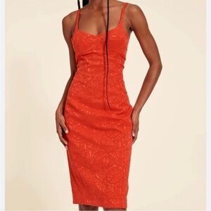 Rouje Paris Athena Jacquard Roses Stretch in Rouge FR Size 36, US 4